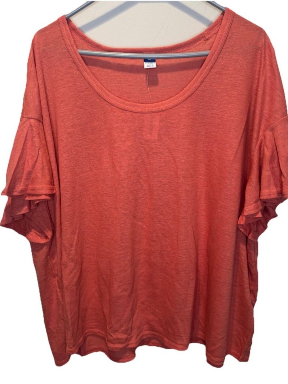 Old Navy Womens Coral Flutter Sleeve Scoop Neck Linen Blend Top 2X‎ NEW